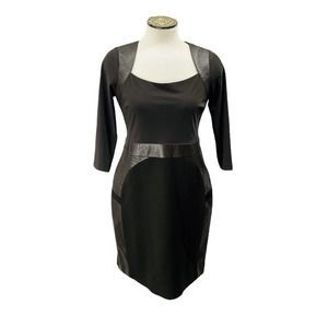 Rickie Freeman Teri Jon Womens Black Scoop Neck Long Sleeve Bodycon Dress Sz 12